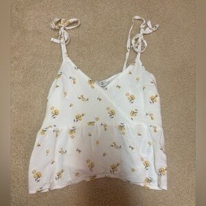 Hollister White and Yellow Floral Camisole